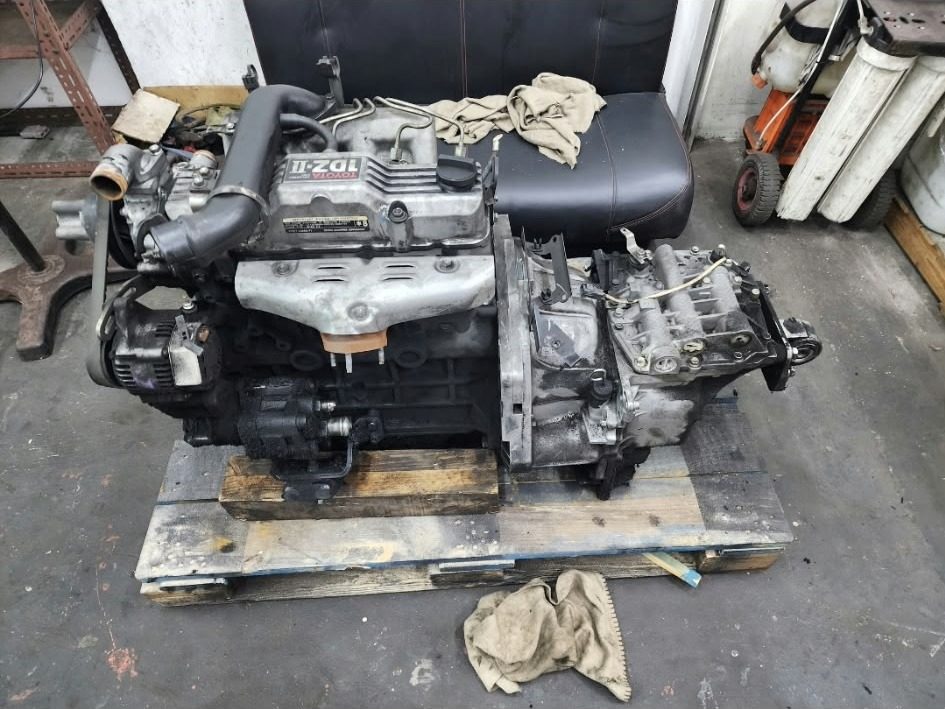 Forklift engine removed for overhaul